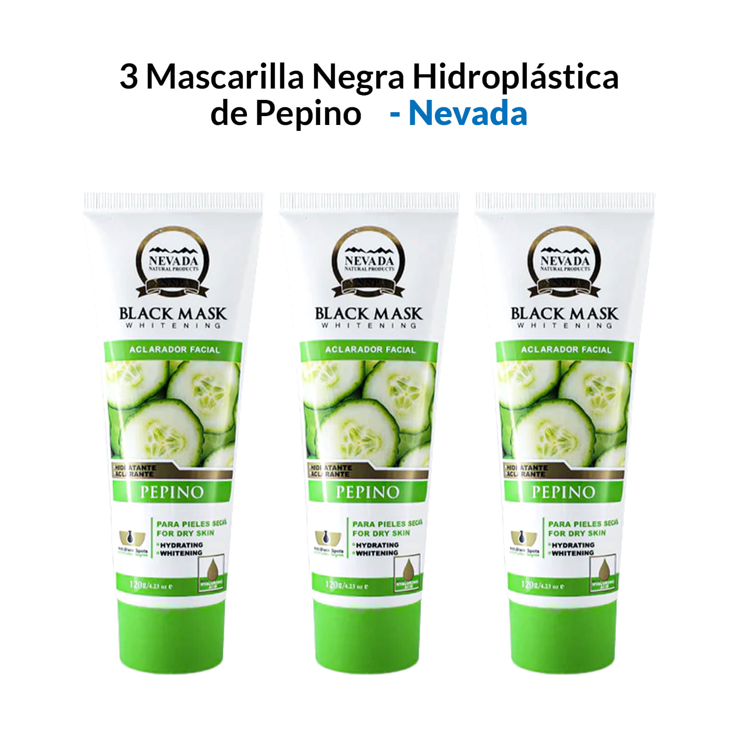 3 Mascarilla Negra Hodroplástica de Pepino 120gr - Nevada