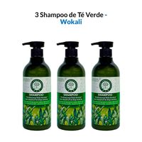 3 Shampoo de Té Verde 550ml - Wokali