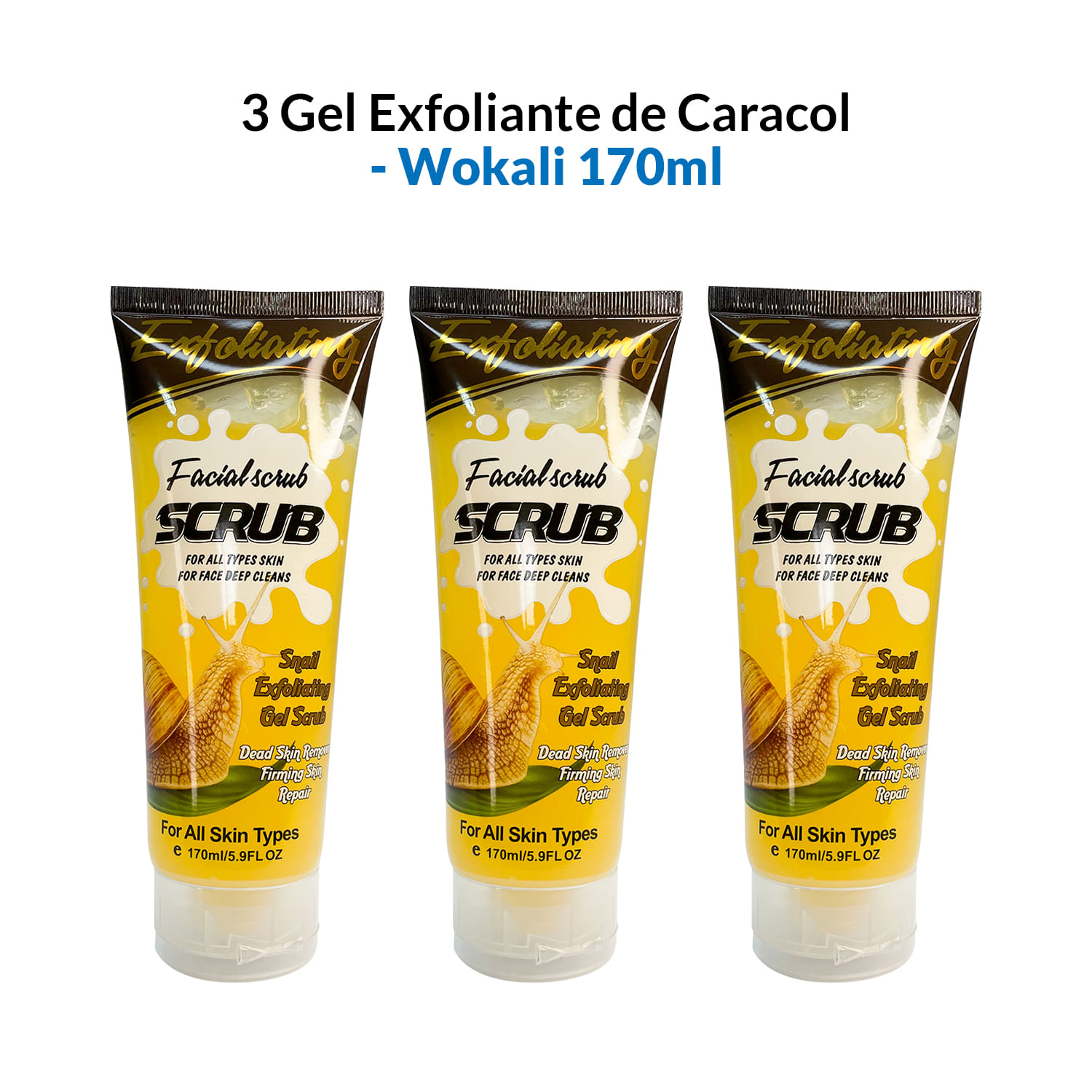 3 Gel Exfoliante de Caracol 170ml – Wokali