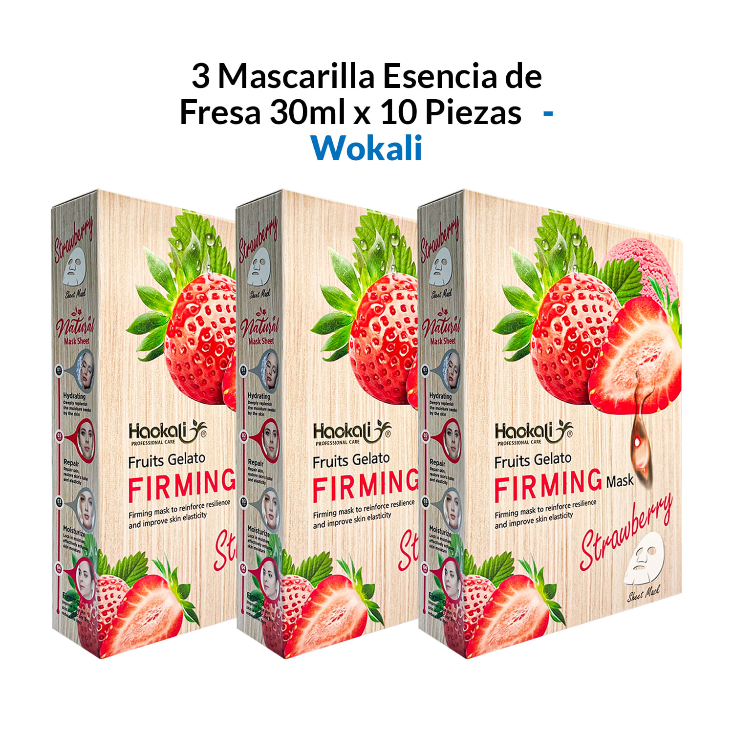 3 Mascarilla Esencia de Fresa 30ml x 10 Piezas – Wokali