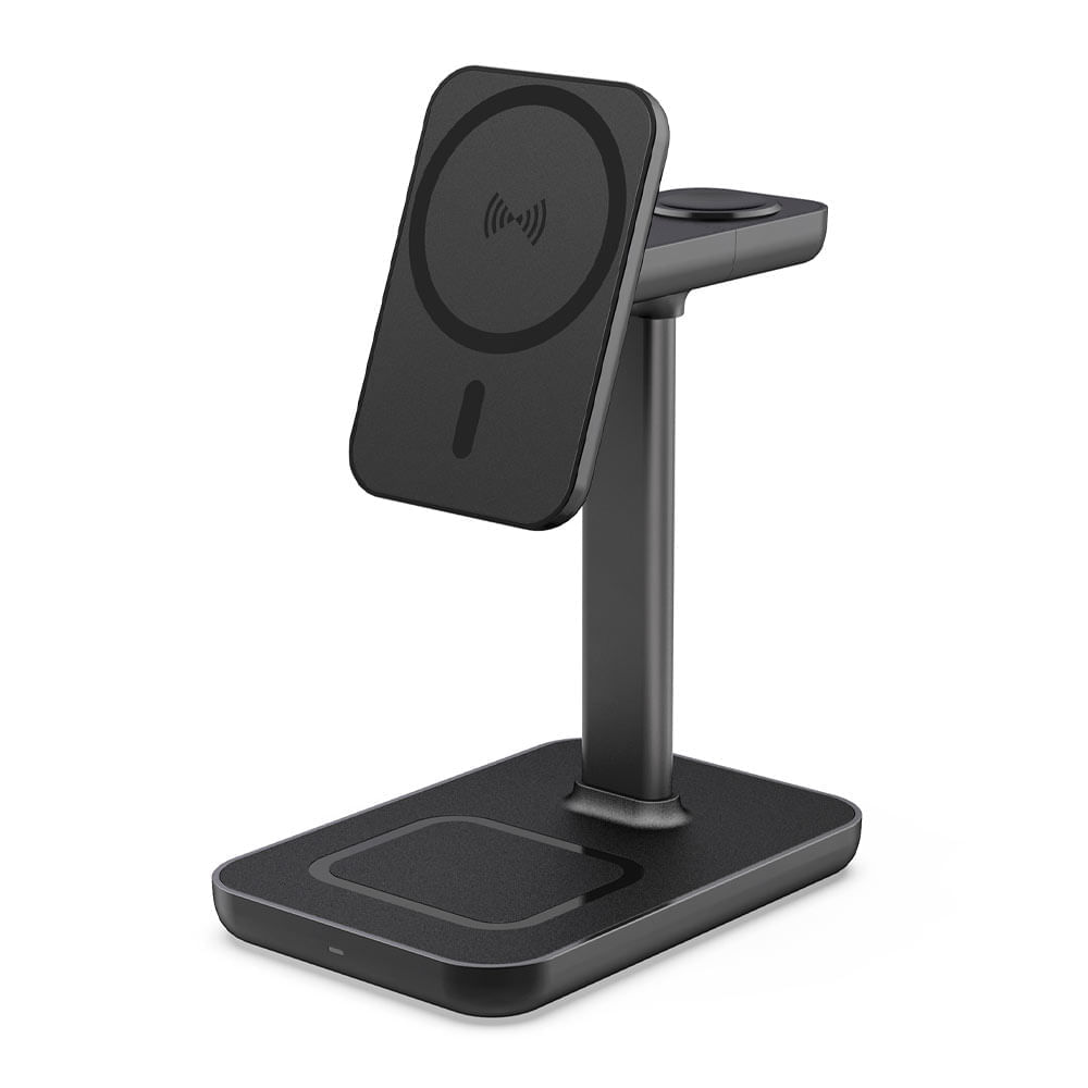Cargador inalámbrico iBox 3 en 1, 15W, para iphone, apple watch y airpods, negro