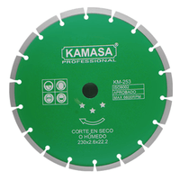 Disco Diamantado Segmentado 9"" Húmedo Seco Verde Kamasa