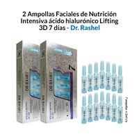 2 Ampollas Faciales Intensivas de ácido hialurónico Lifting 3D 7 días