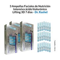 3 Ampollas Faciales Intensivas de ácido hialurónico Lifting 3D 7 días