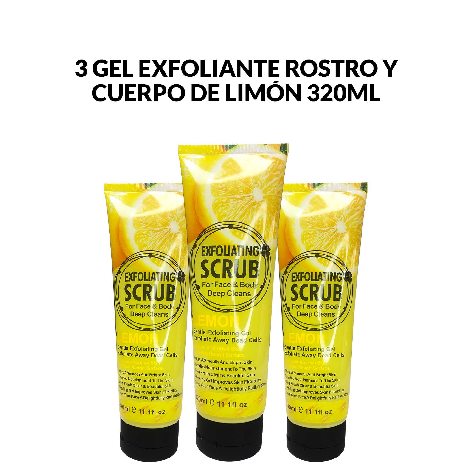 3 Gel Exfoliante Rostro y Cuerpo de Limón 320ml