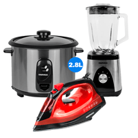 Daewoo Olla Arrocera 2.8L+Licuadora 1.5L+Plancha de Vapor