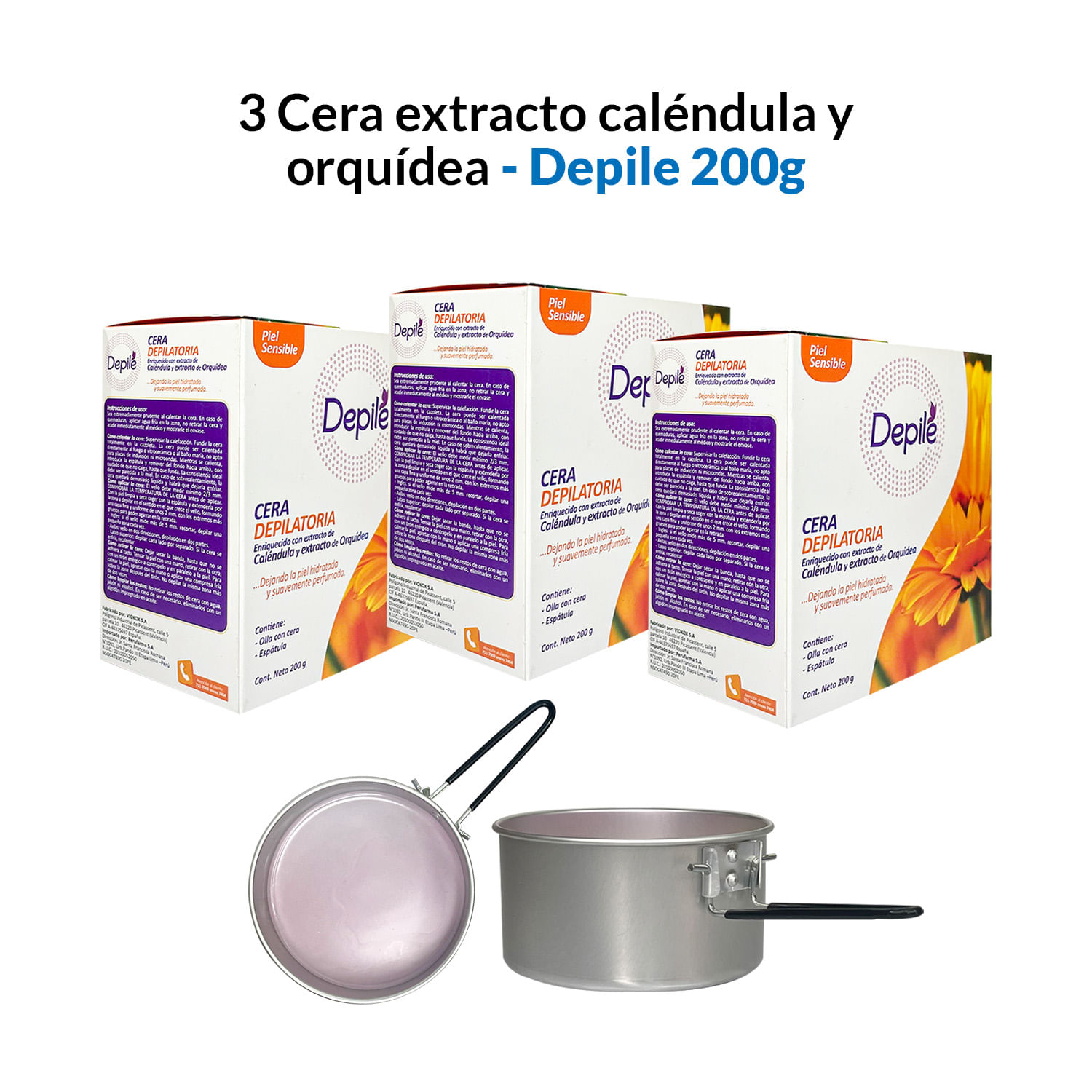 3 Cera extracto caléndula y orquídea 200g - Depile