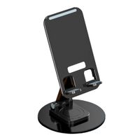 Soporte celular 360° de escritorio, plástico/aluminio, negro