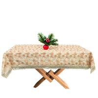 Mantel Rectangular Elegancia Dorada Bordado De 250 X 150 Cm