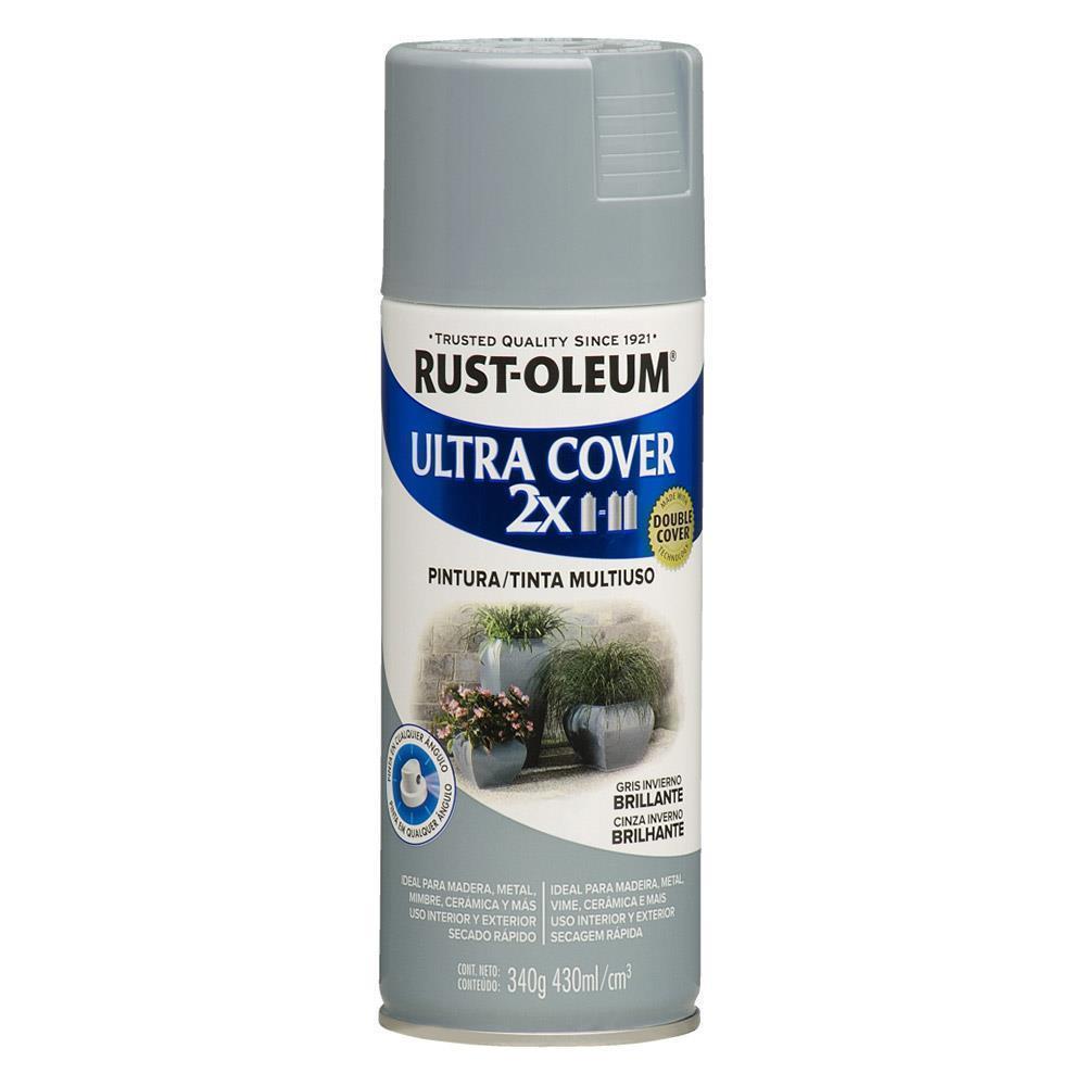Aerosol Multiusos Rust Oleum Ultra Cover 2x Gris Invierno Brillante 340 gr