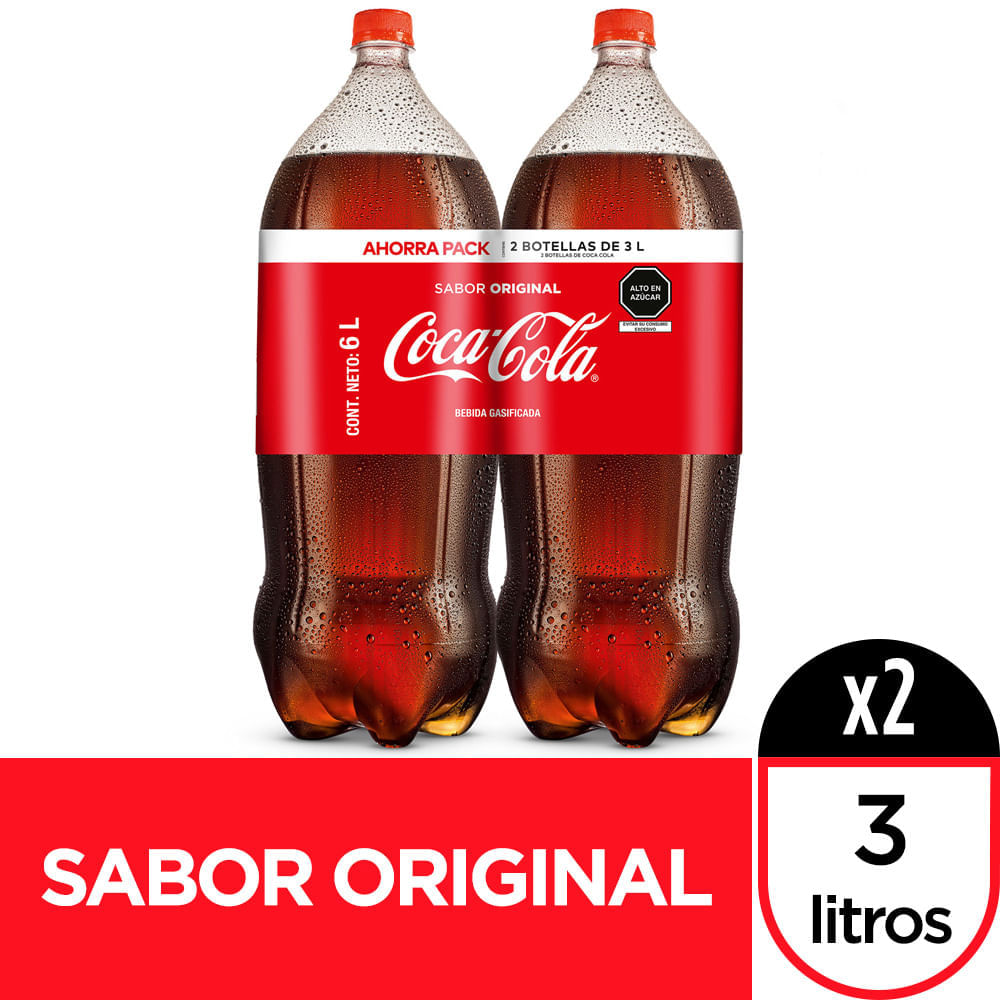 Gaseosa COCA COLA Sabor Original Botella 3L Two Pack