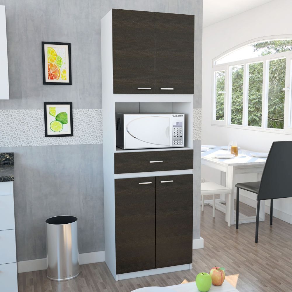 Mueble Microondas Bau - Blanco/Wengue