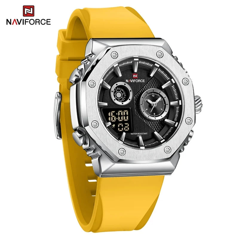 Reloj Naviforce Acero y correa de Silicona Amarilla NAV-93