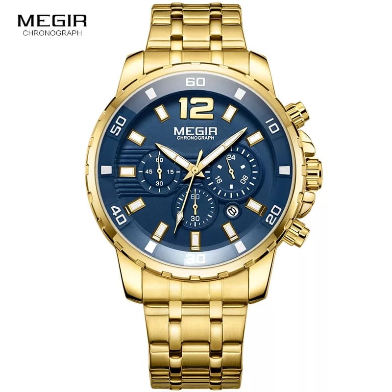 Reloj Megir Acero Dorado y Azul MEG-45