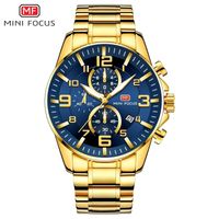 Reloj MiniFocus Acero Dorado y Azul MIN-26