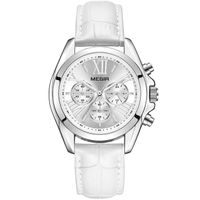 Reloj Megir Acero Plateado y Cuero Blanco MEG-M-3