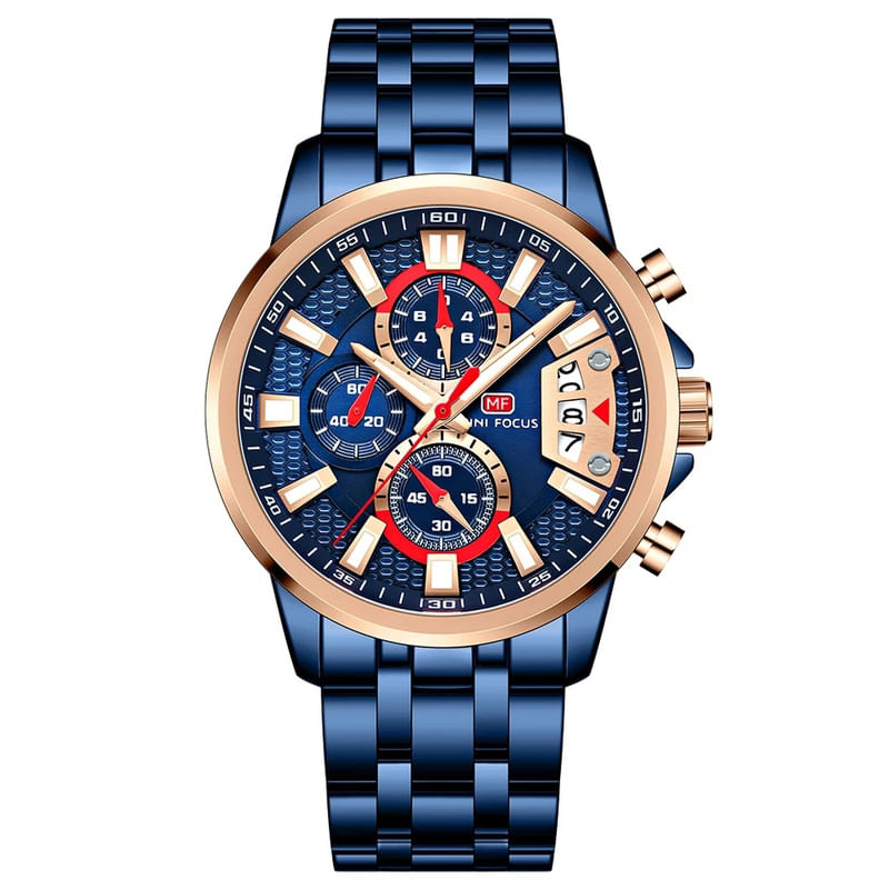 Reloj MiniFocus Acero Oro Rosa y Azul MIN-21