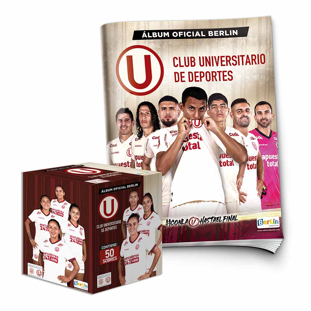 Álbum Club Universitario de Deportes 2023 Editorial Berlin Tapa Blanda + 1 Cajita (50 Sobres)