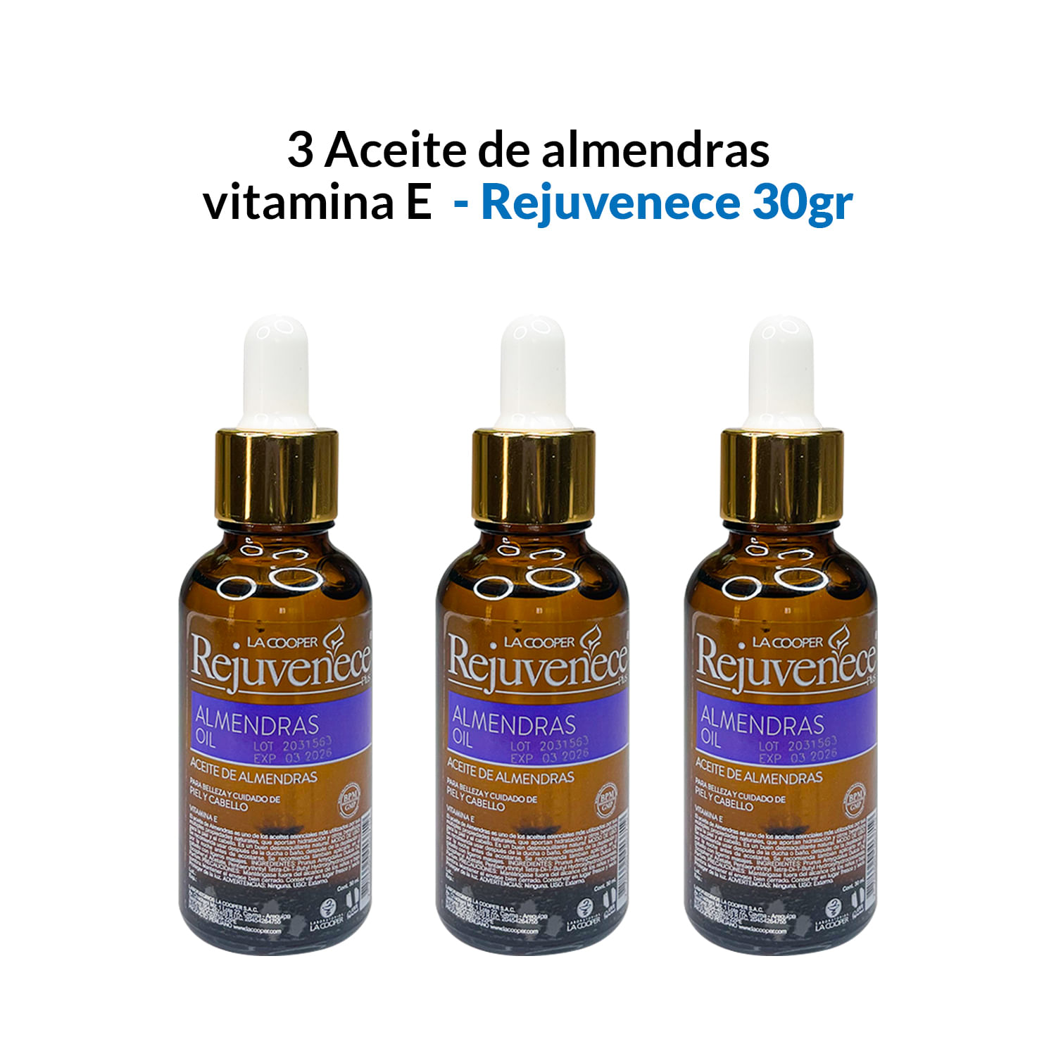 3 Aceite de almendras Vitamina E 30ml - Rejuvenece