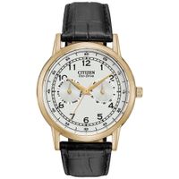 Reloj Citizen Eco Drive Corso AO9003-16A Solar Acero Inoxidable Oro Rosado Correa De Cuero Negro