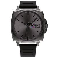 Reloj Tommy Hilfiger Jeans 1791864 Para Hombre Acero Inoxidable Gunmetal Correa De Silicona Negro