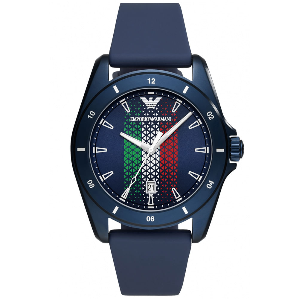 Reloj Emporio Armani Sigma Italy AR11263 Para Hombre Fecha Correa De Silicona Azul