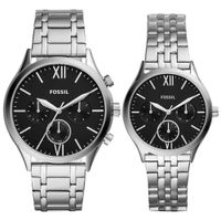 Reloj Fossil Fenmore BQ2469SET Set 2 Relojes Hombre y Mujer Plateado