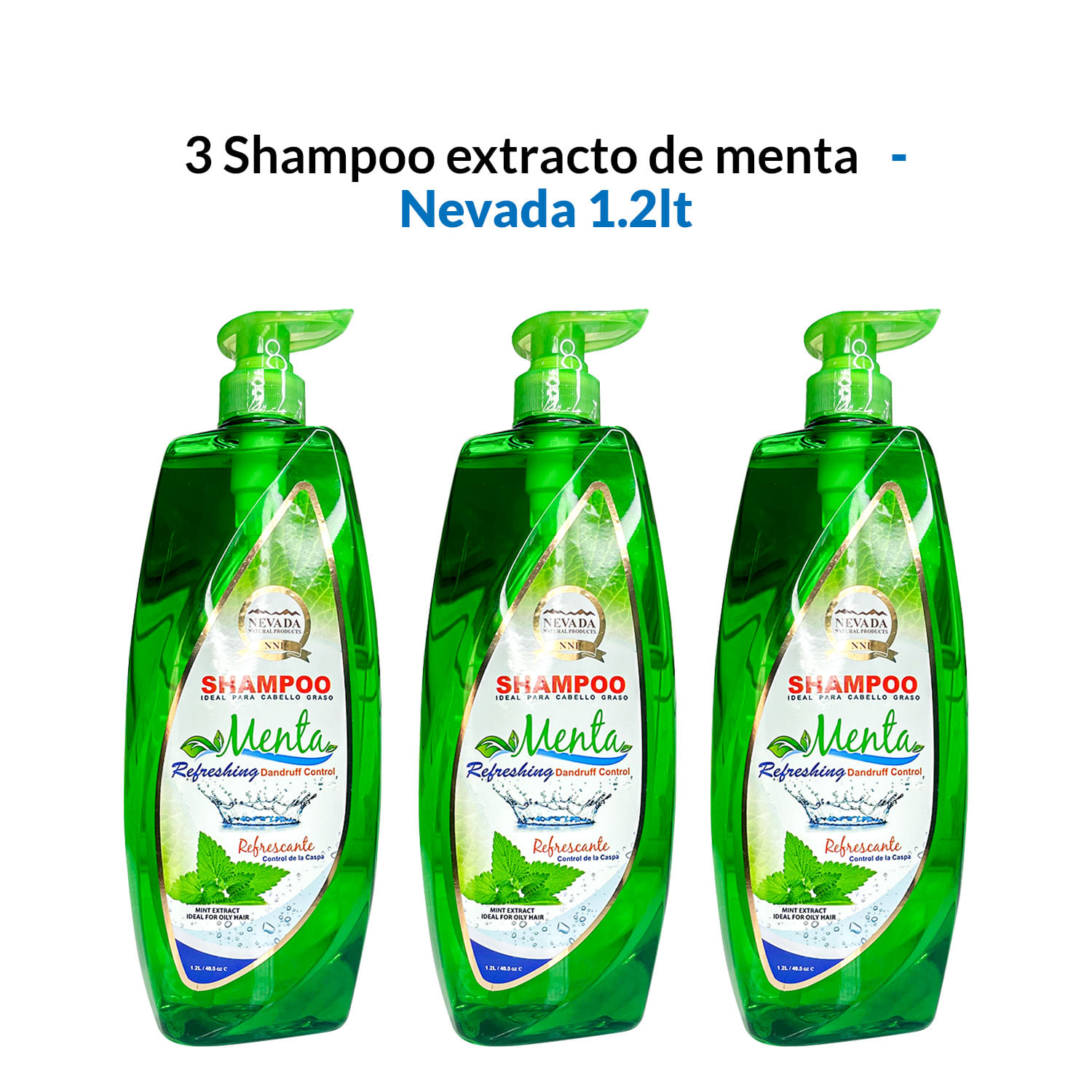 3 Shampoo extracto de menta 1.2lt - Nevada