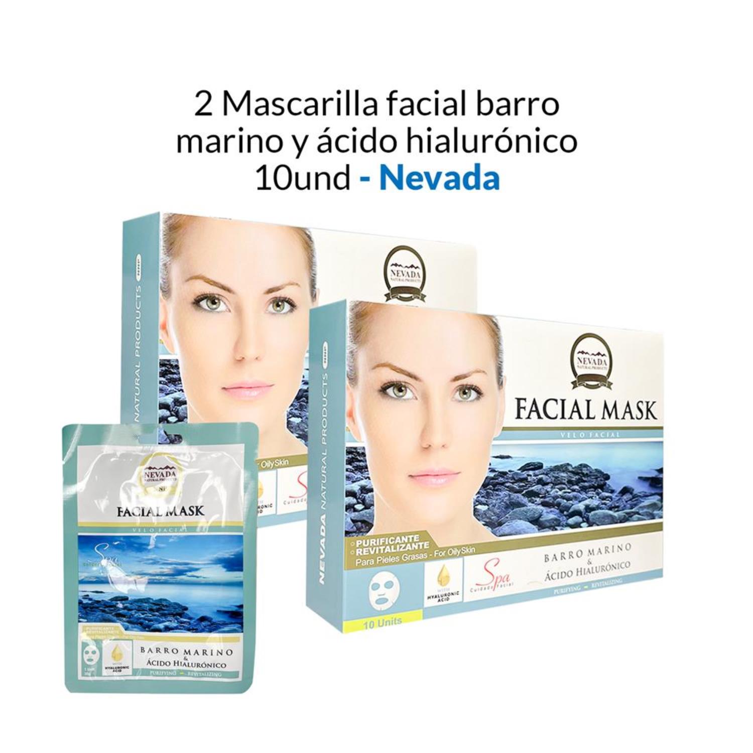 2 Velo facial barro marino y ácido hialurónico 10und