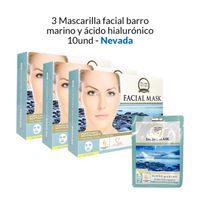 3 Velo facial barro marino y ácido hialurónico 10und