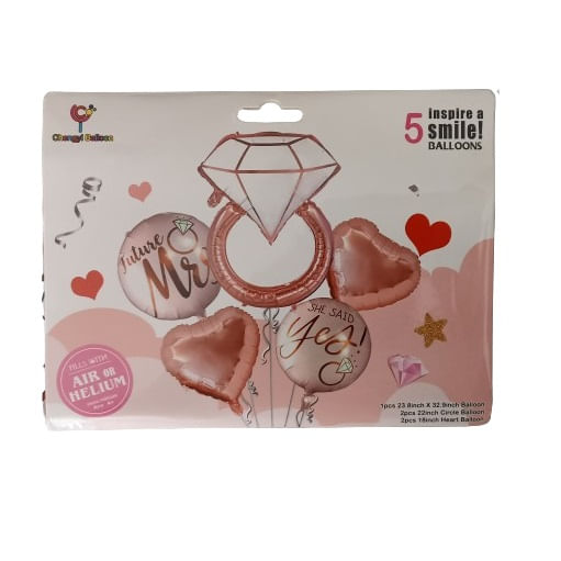 Set x 5 globos anillo oro rosa fiesta de compromiso despedida de soltera - copy