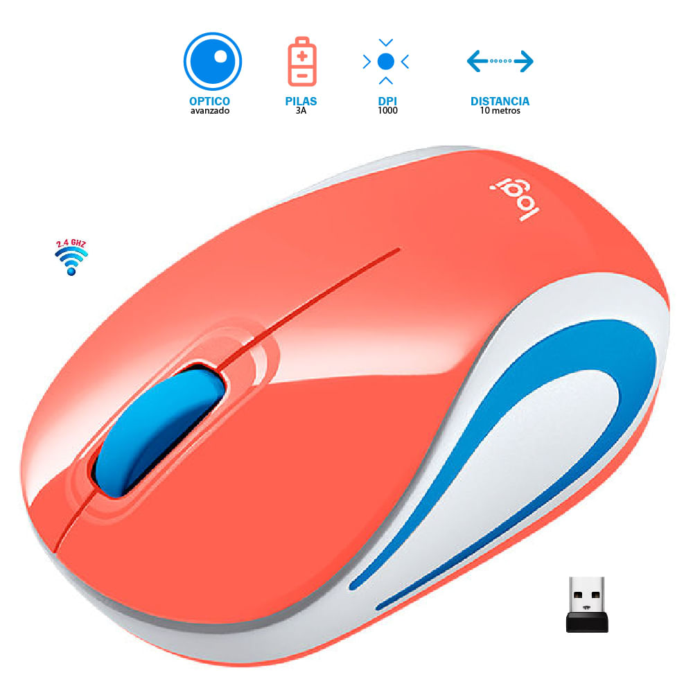 Mouse Logitech M187 Mini Coral