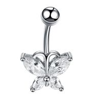 Piercing para ombligo mariposa plateada
