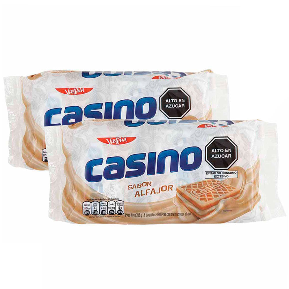 Pack Galletas CASINO Rellenas con Crema sabor a Alfajor Paquete 6un x 2un