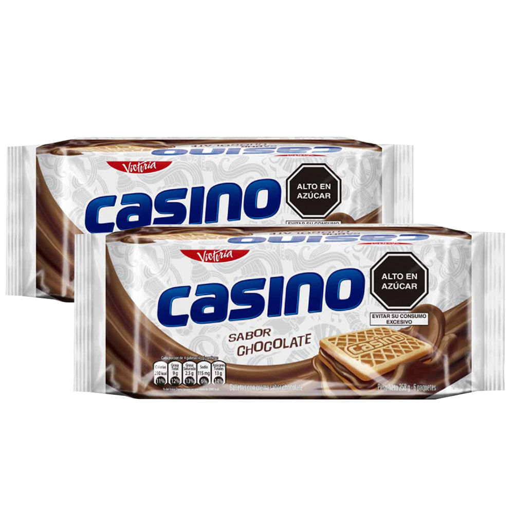 Pack Galletas CASINO Rellenas con Crema Sabor a Chocolate Paquete 6un x 2un