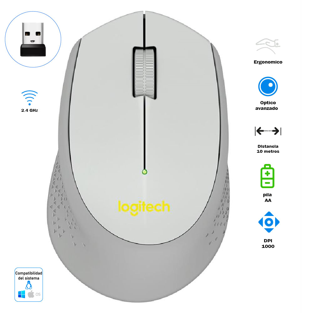 Mouse Inalámbrico Logitech M280 Gris