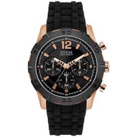 Reloj Guess Caliber U0864G2 Multifuncional Correa de Silicona Negro Acero Inoxidable Oro Rosado
