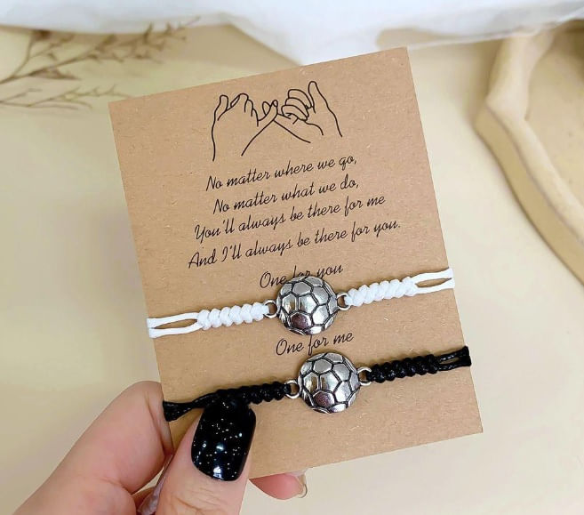Set x 2 pulseras pelota de futbol para mejores amigos o parejas San Valentin
