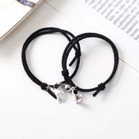 Pulsera doble negra con imán astronautas para mejores amigos o parejas San Valentin