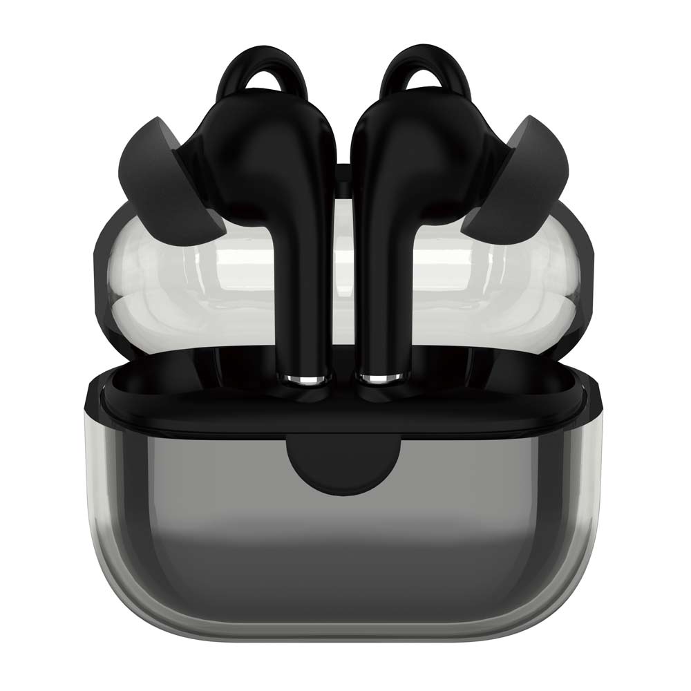 Audífonos bluetooth True Wireless Decibel Crystal Pods resistente al agua IPX4, duración máx 6 horas, control de música y lamadas, negro + Accesorios