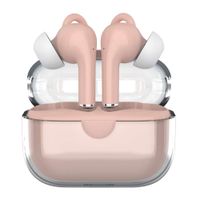 Audífonos bluetooth True Wireless Decibel Crystal Pods resistente al agua IPX4, duración máx 6 horas, control de música y lamadas, rosado + Accesorios