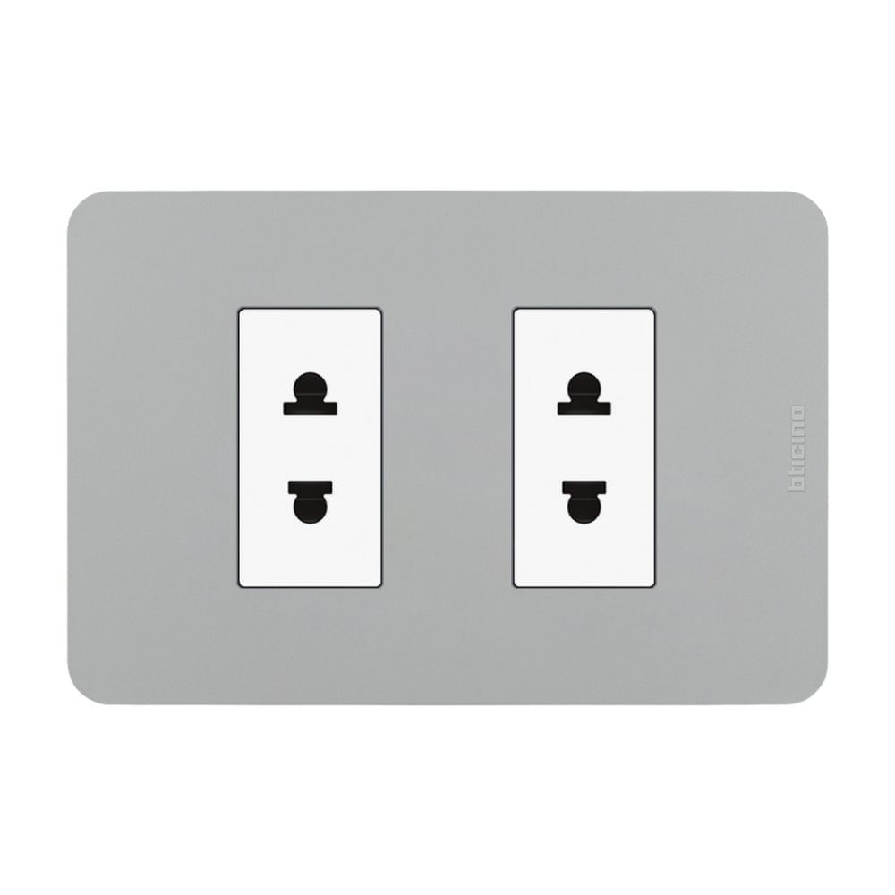 Tomacorriente Universal Doble Gris Matix Go Bticino
