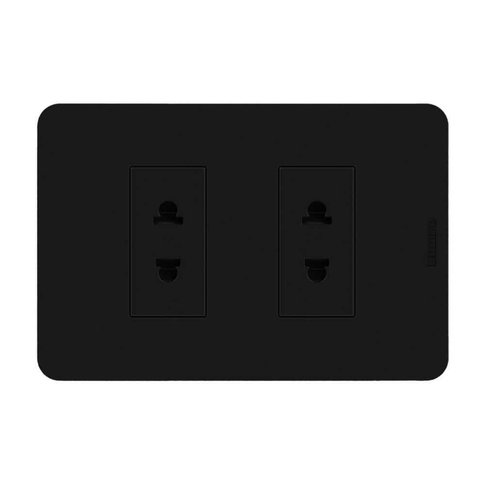 Tomacorriente Universal Doble Negro Matix Go Bticino
