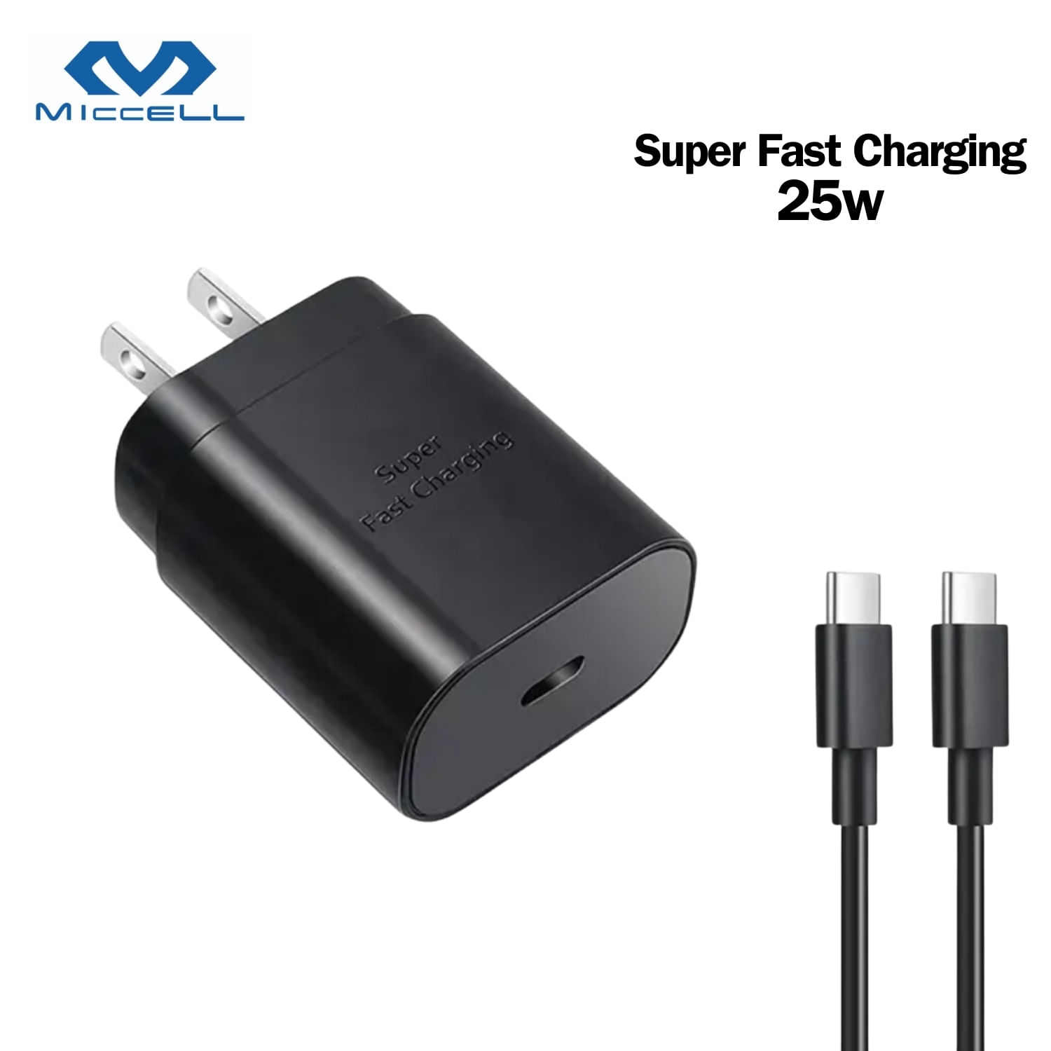 Cargador Super Carga Rapida - Puerto de salida Tipo C, Potencia: 25W Incluye Cable Tipo C a Tipo C (