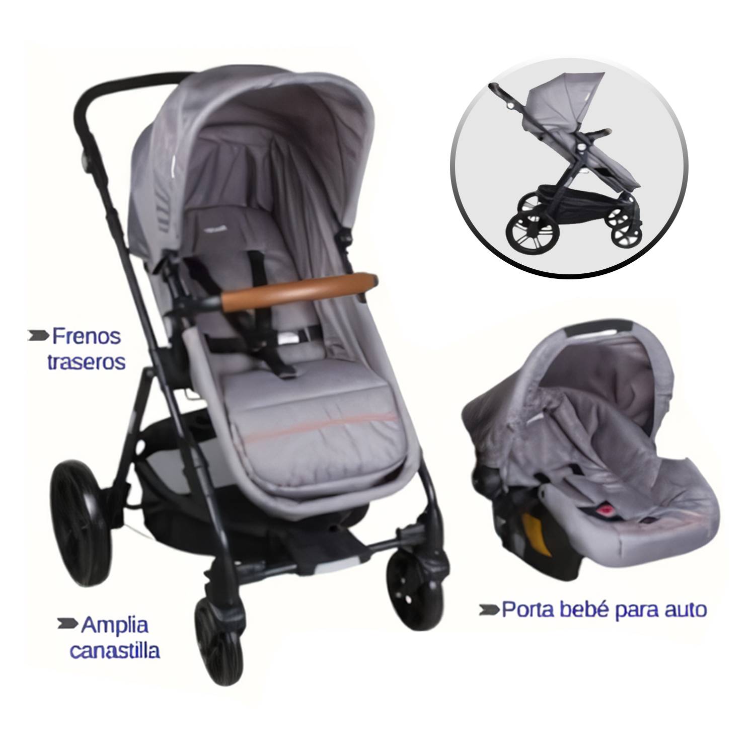 Coche Travel System Cloud Infanti P68 Gris - copy