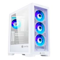 Gabinete Antryx FX730 ARGB, ATX/M-ATX/ITX, 4 ventiladores, Panel lateral vidrio templado, sin fuente, blanco