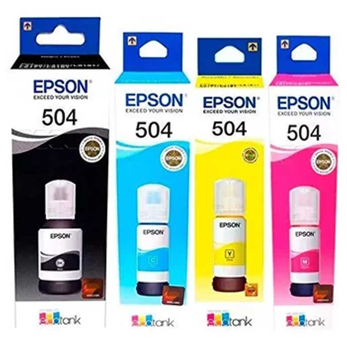 Combo Tinta Epson 4 Colores T504 Cyan , Magenta , Amarillo Negro