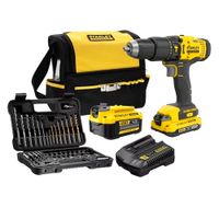 Taladro Percutor 1/2"" 20V Inc 2 Bat y Carg + 50 pz + Bolso Stanley  SCD711DMSA-B2