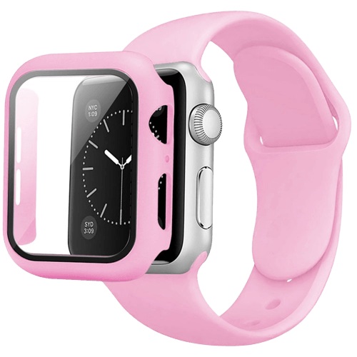 CORREA + CASE COLOR ROSA CHICLE PARA APPLEWATCH 42/44 MM