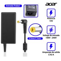 Cargador Genérico Laptop  Acer Punta Amarilla 19v 3.42a 65w